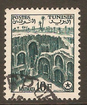 Tunisia 1956 10f Deep bluish green. SG412.